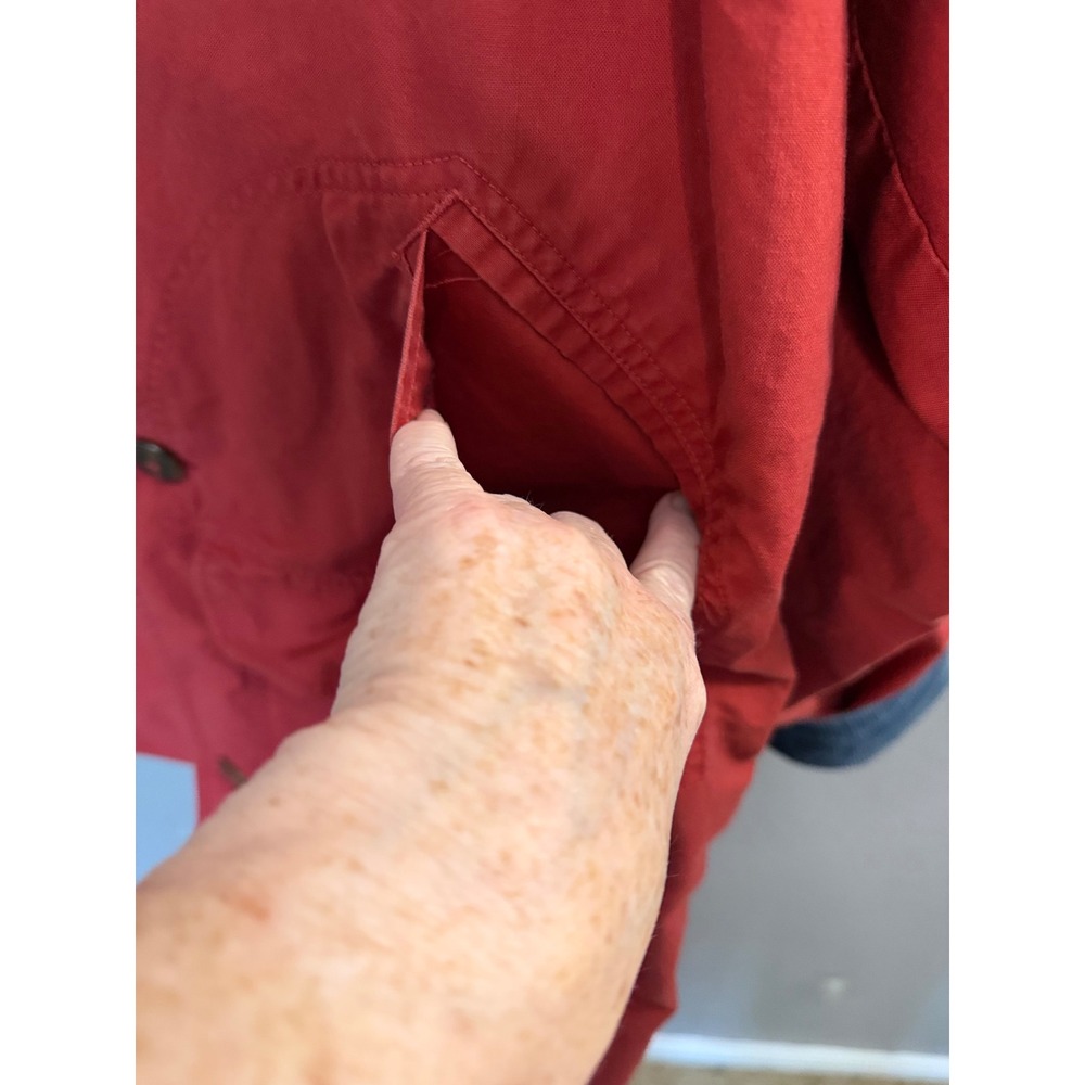 VTG Lifes Adventures Corduroy Chore Coat L Maroon Cotton Barn Country Western - Picture 6 of 13